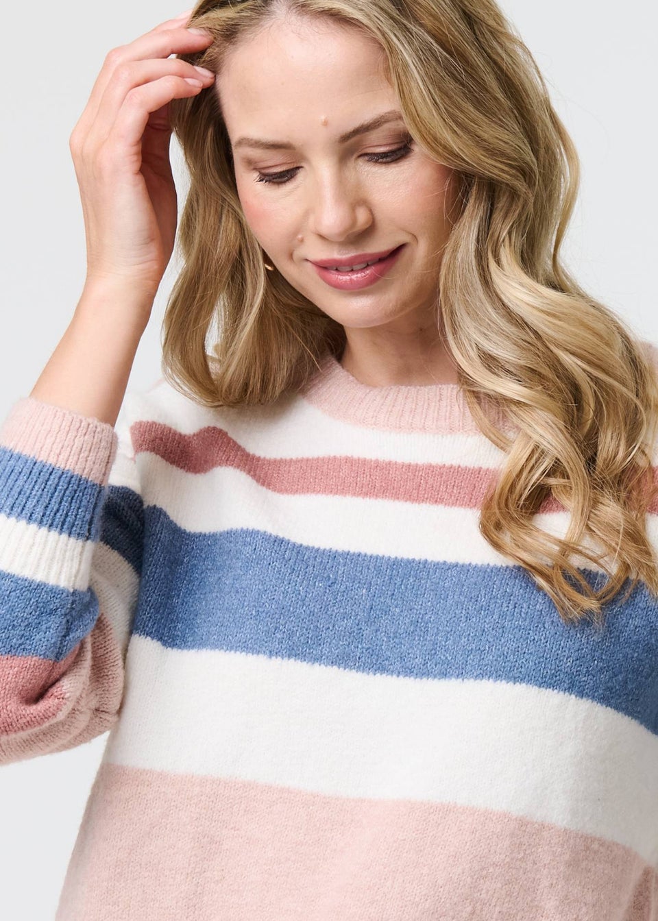 Izabel London White Striped Long Sleeve Relaxed Jumper