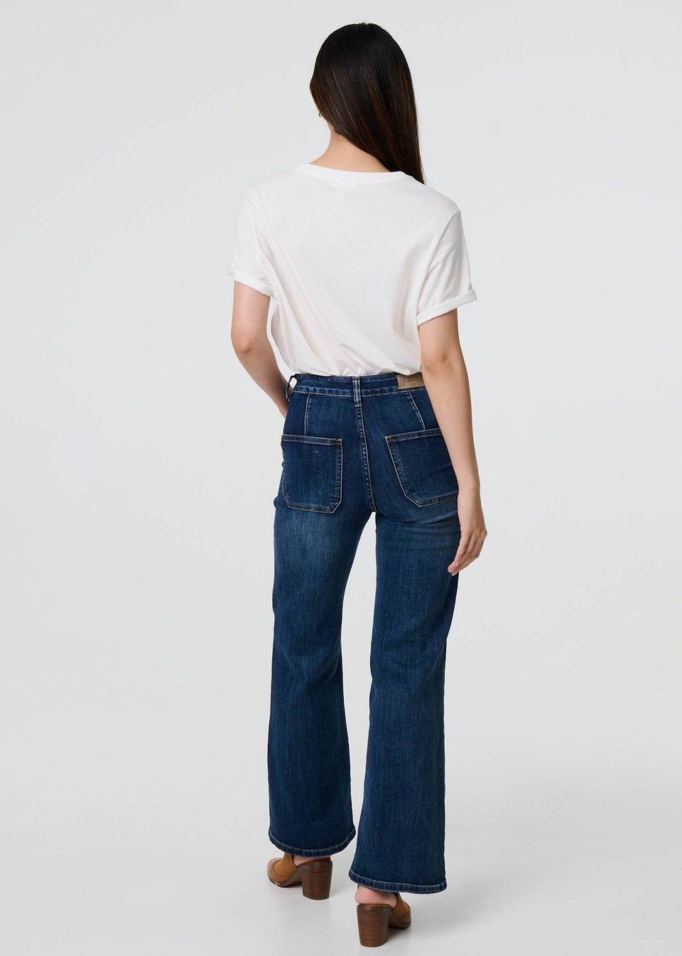 Izabel London Blue Denim Pocket Detail High Waist Jeans