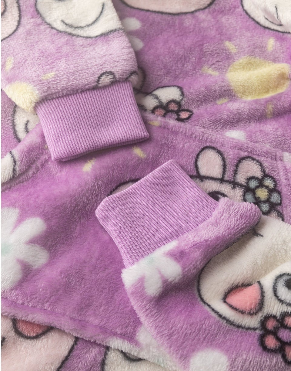 Peppa Pig Girls Purple Scattered Print Blanket Hoodie