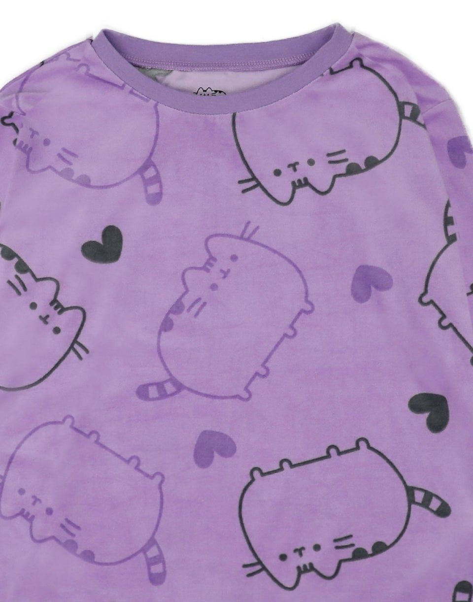 Pusheen Girls Purple All Over Print Pyjama Set (9 - 14 Years)