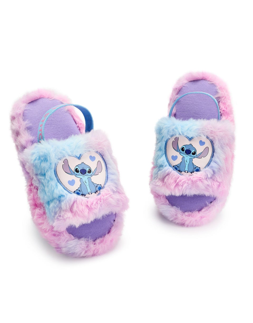 Disney Multicoloured Fluffy Ombre Stitch Character Slider Slippers 12 Younger 5 Older