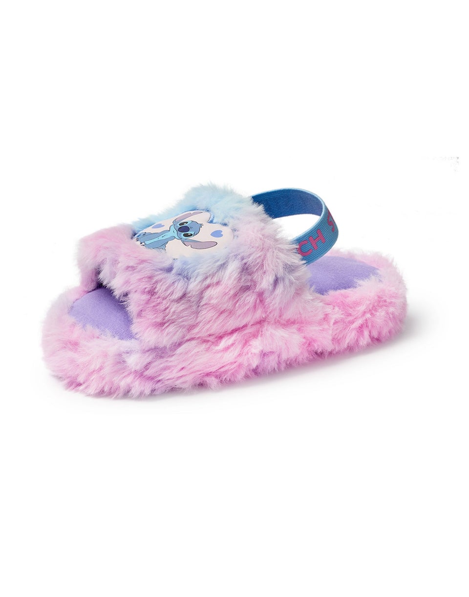 Disney Multicoloured Fluffy Ombre Stitch Character Slider Slippers (12 Younger - 5 Older)