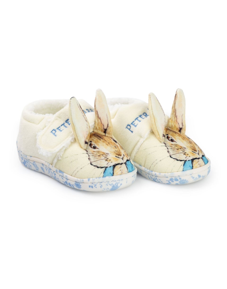 Peter Rabbit Kids Character Face Velcro Loafer Slippers (4 - 10 Younger)