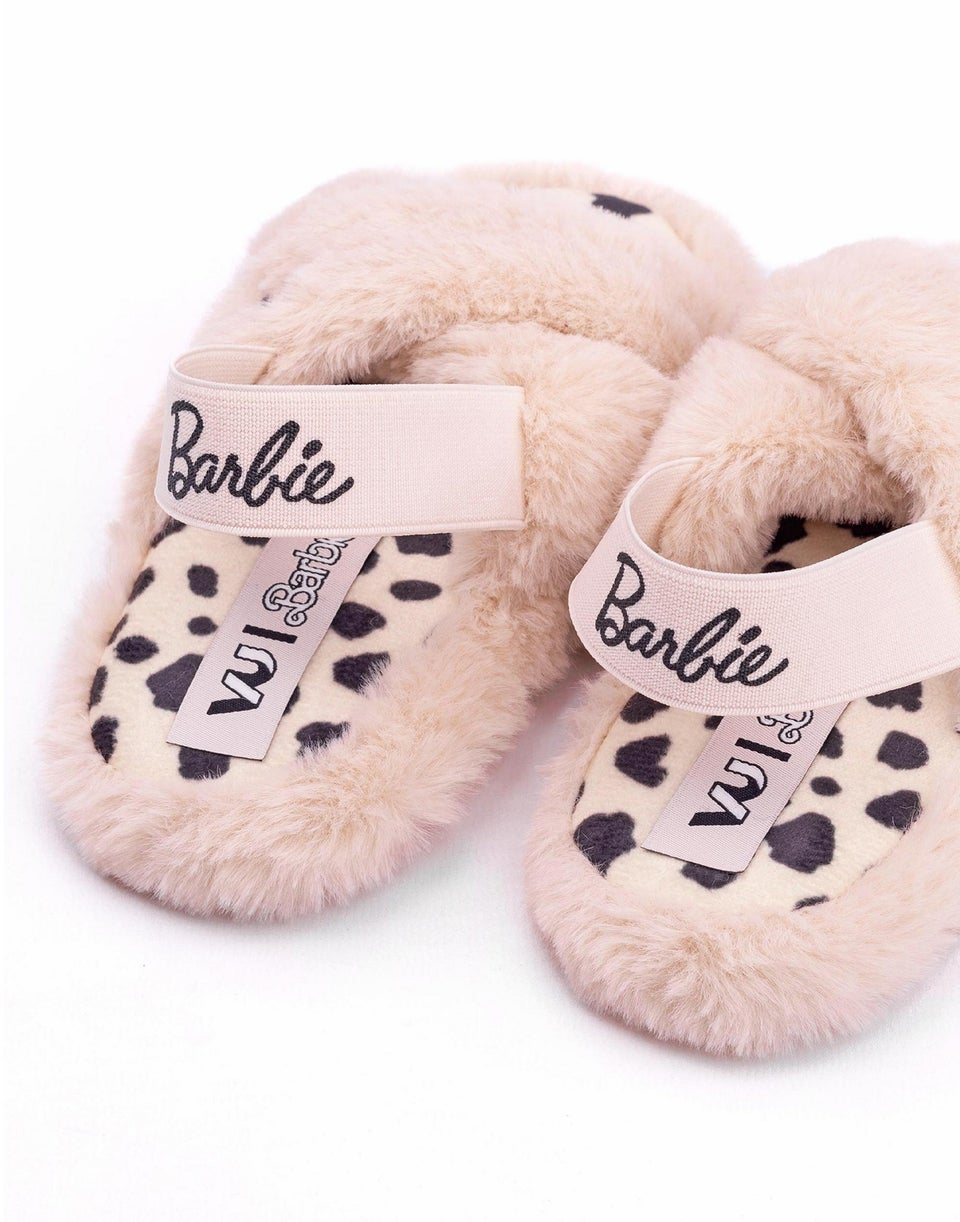 Barbie Girls Pink Barbie Logo Slider Slippers (7 Younger - 2 Older)