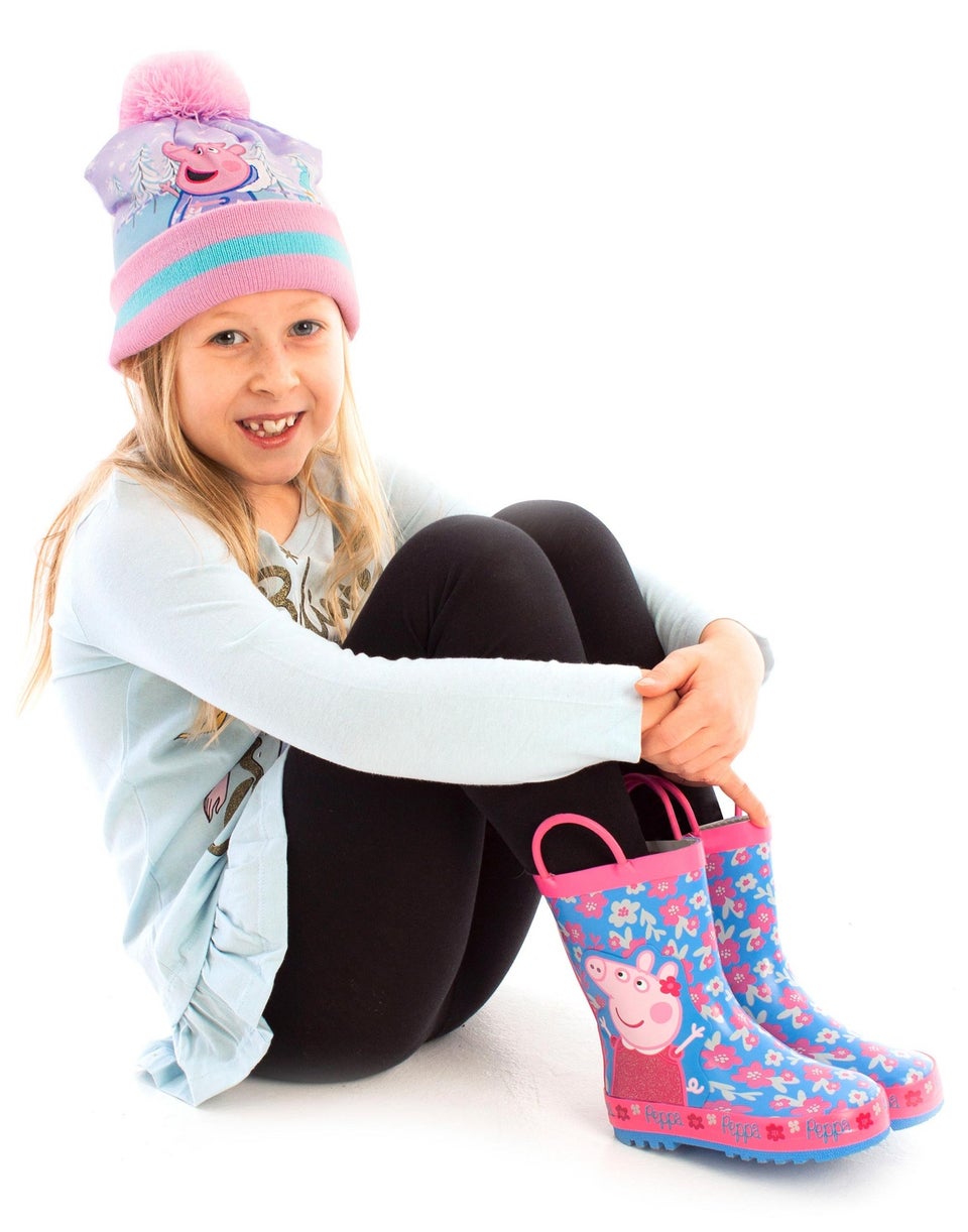 Peppa Pig Girls Blue Peppa Pig Wellington Boots with Handles 4 10 Younger Matalan
