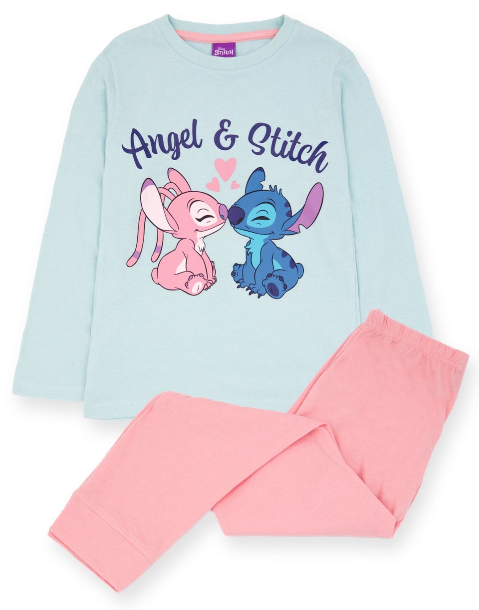 Disney Girls Blue Angel & Stitch Pyjama Set (1 - 8 Years)