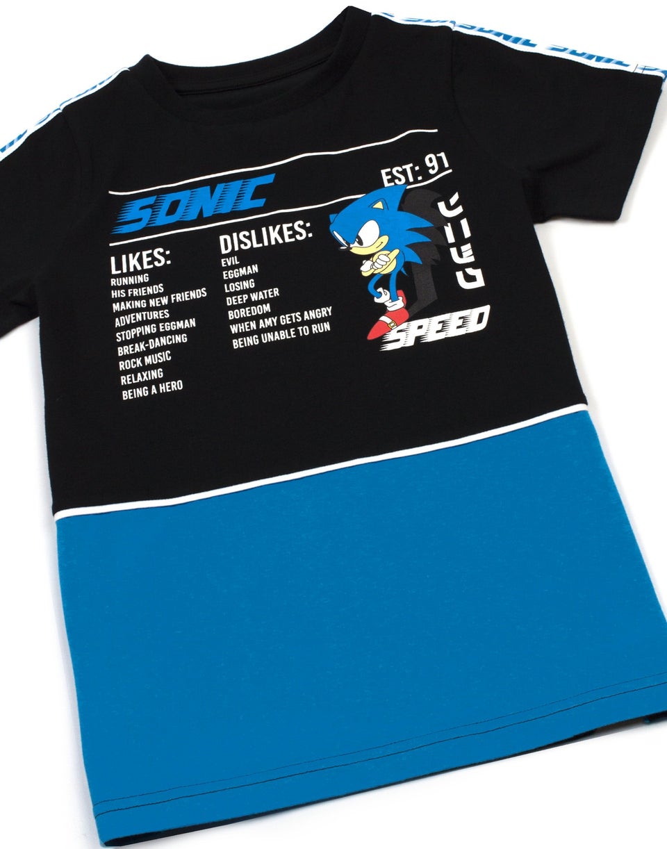 Sonic The Hedgehog Boys Black Sonic Stats Graphic T-Shirt (4 - 14 Years)