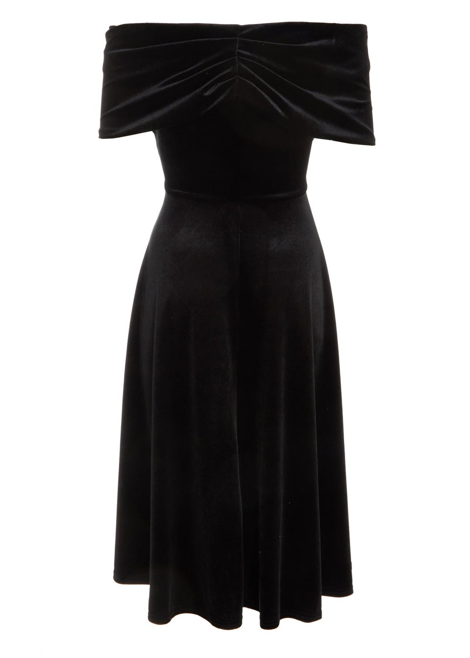 Quiz Black Petite Velvet Bardot Midi Dress Matalan