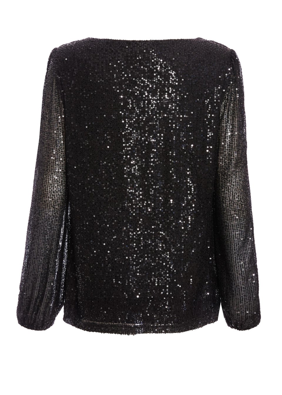 Quiz Black Sequin Drape Top
