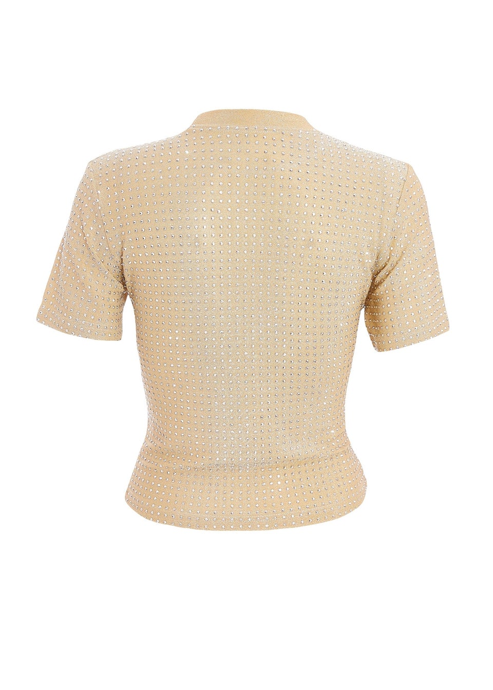 Quiz Gold Knit Embellished Top