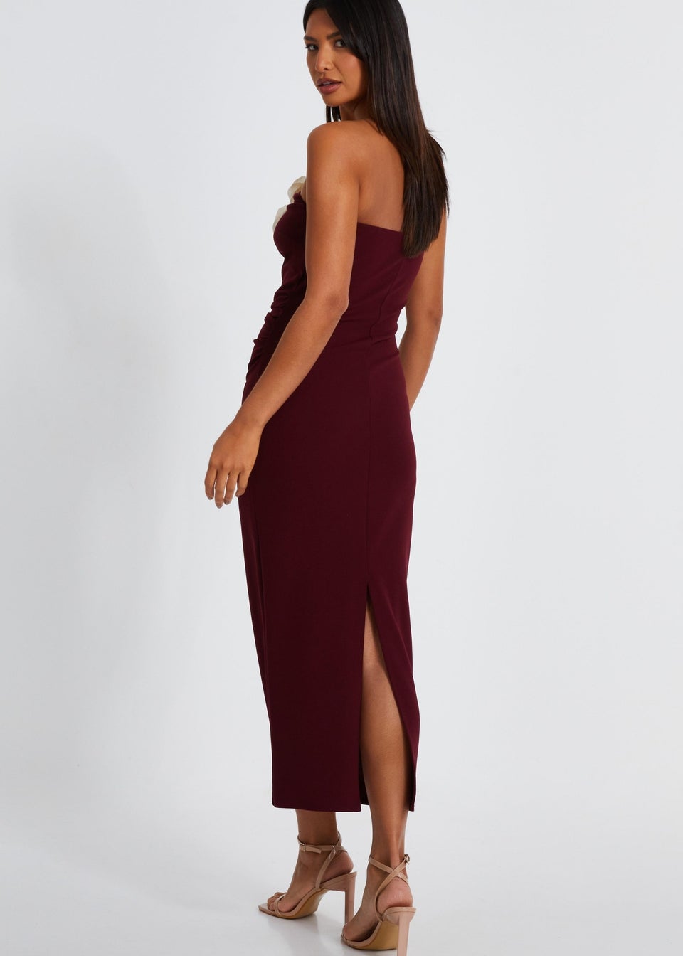 Quiz Red Corsage Midaxi Dress