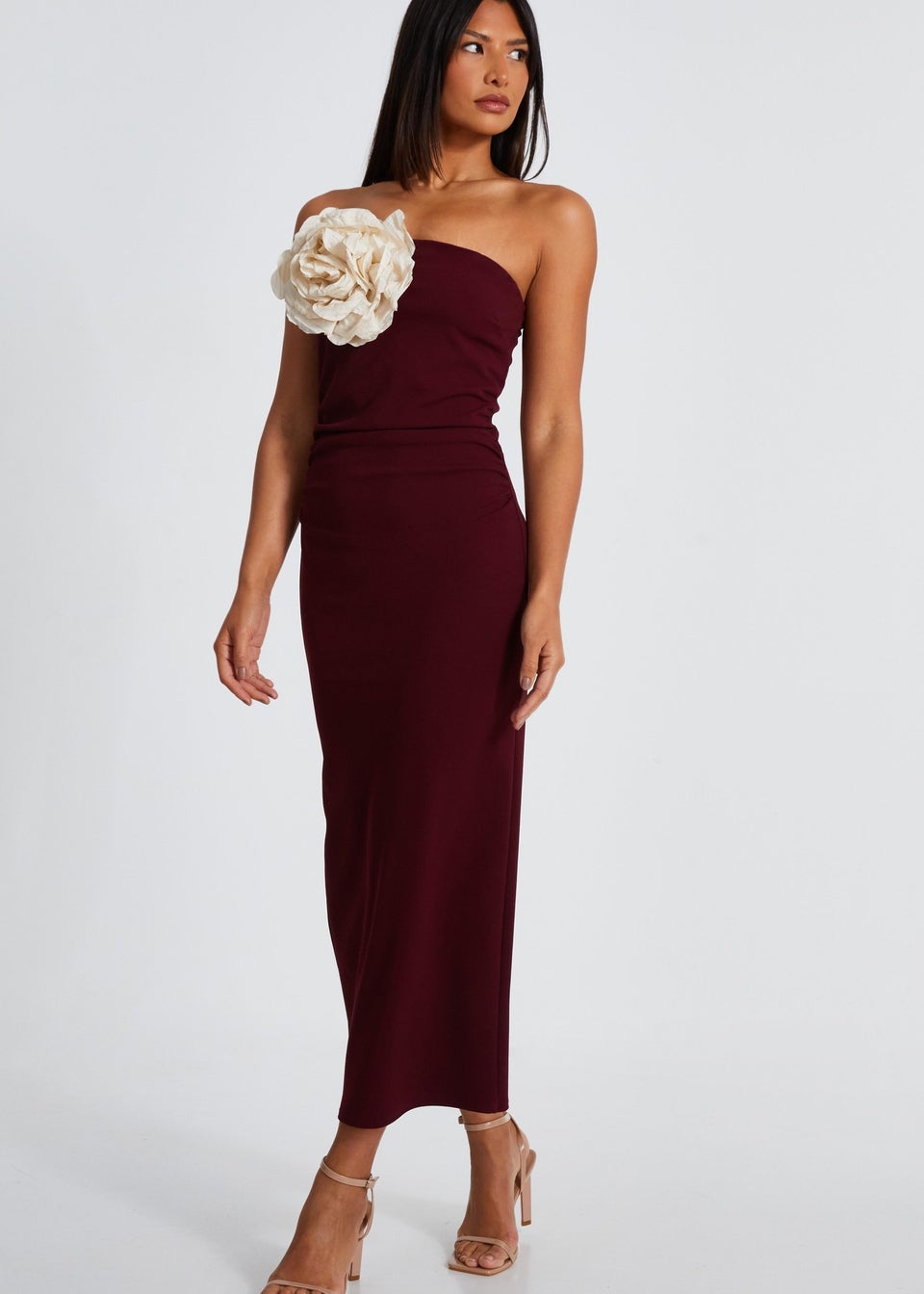 Quiz Red Corsage Midaxi Dress