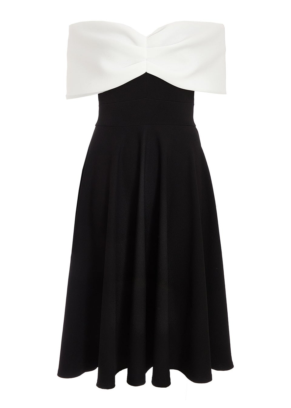 Quiz black and white bardot dress sales