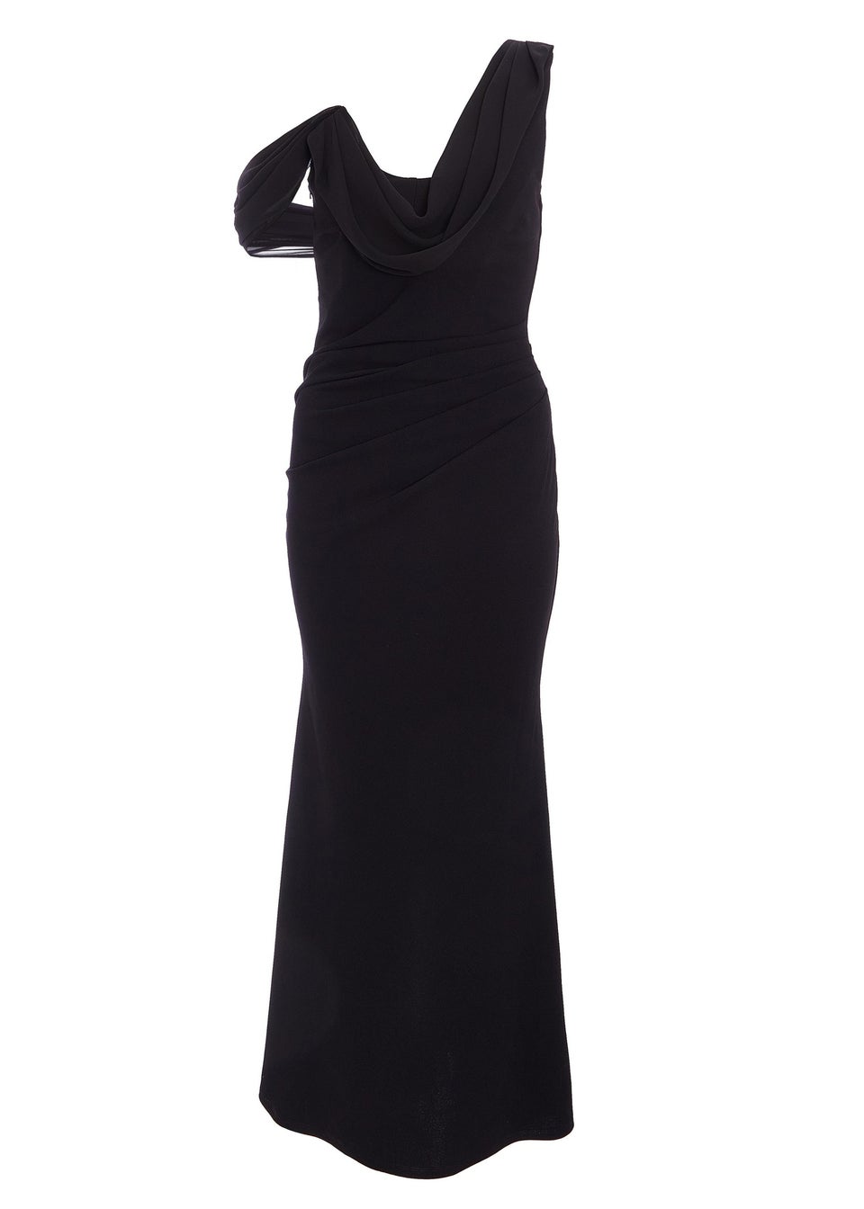 Quiz Black Petite One Shoulder Maxi Dress