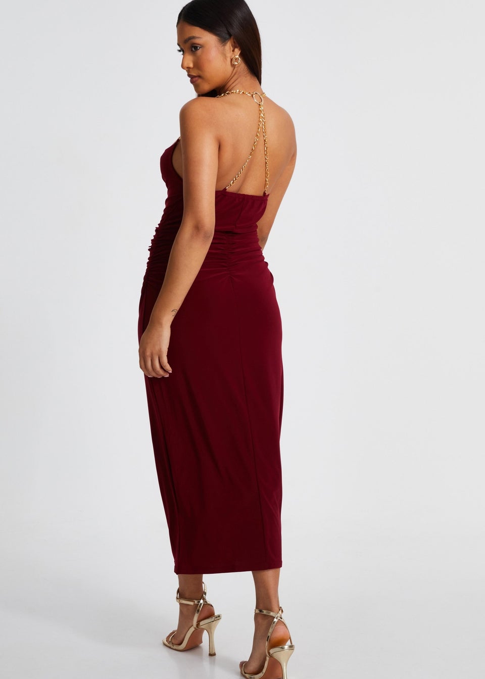 Quiz Burgundy Petite Cowl Midaxi Dress