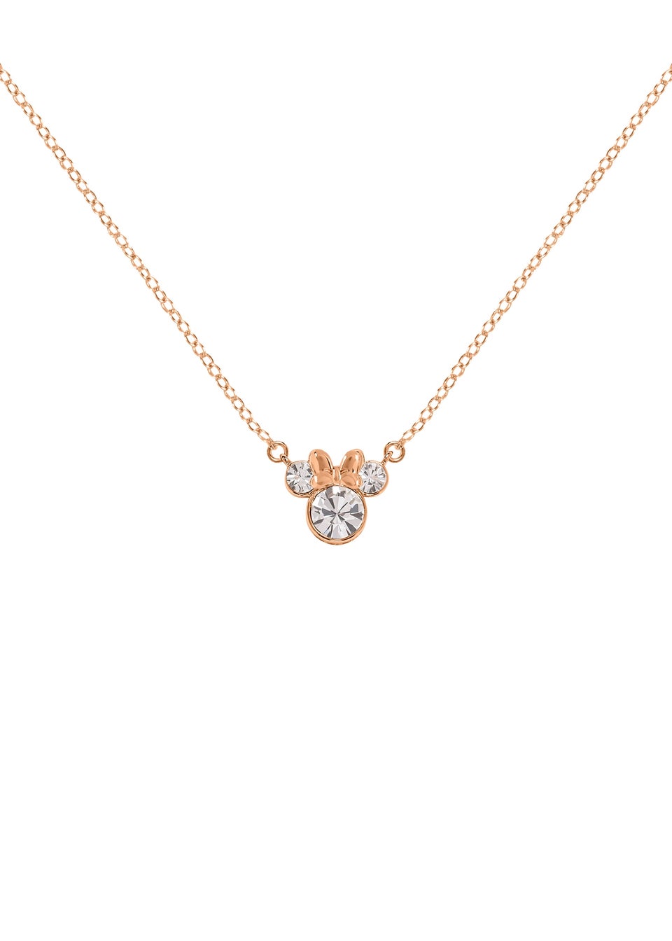 Disney Minnie Mouse Rose Gold Plated Crystal Hoop Earrings & Necklace Set