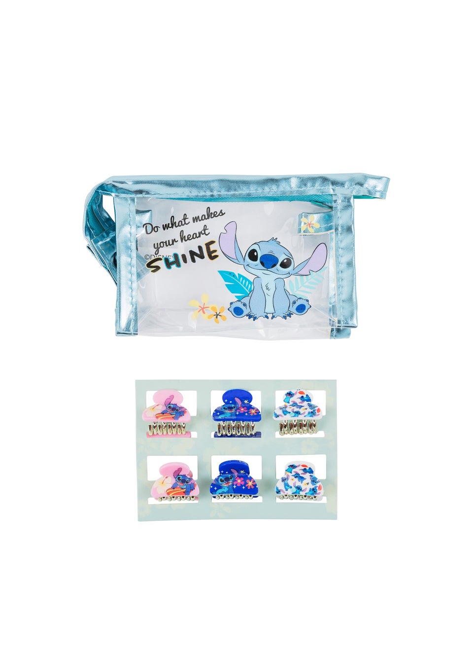 Disney Blue Lilo & Stitch Hair Clip Set & Travel Bag