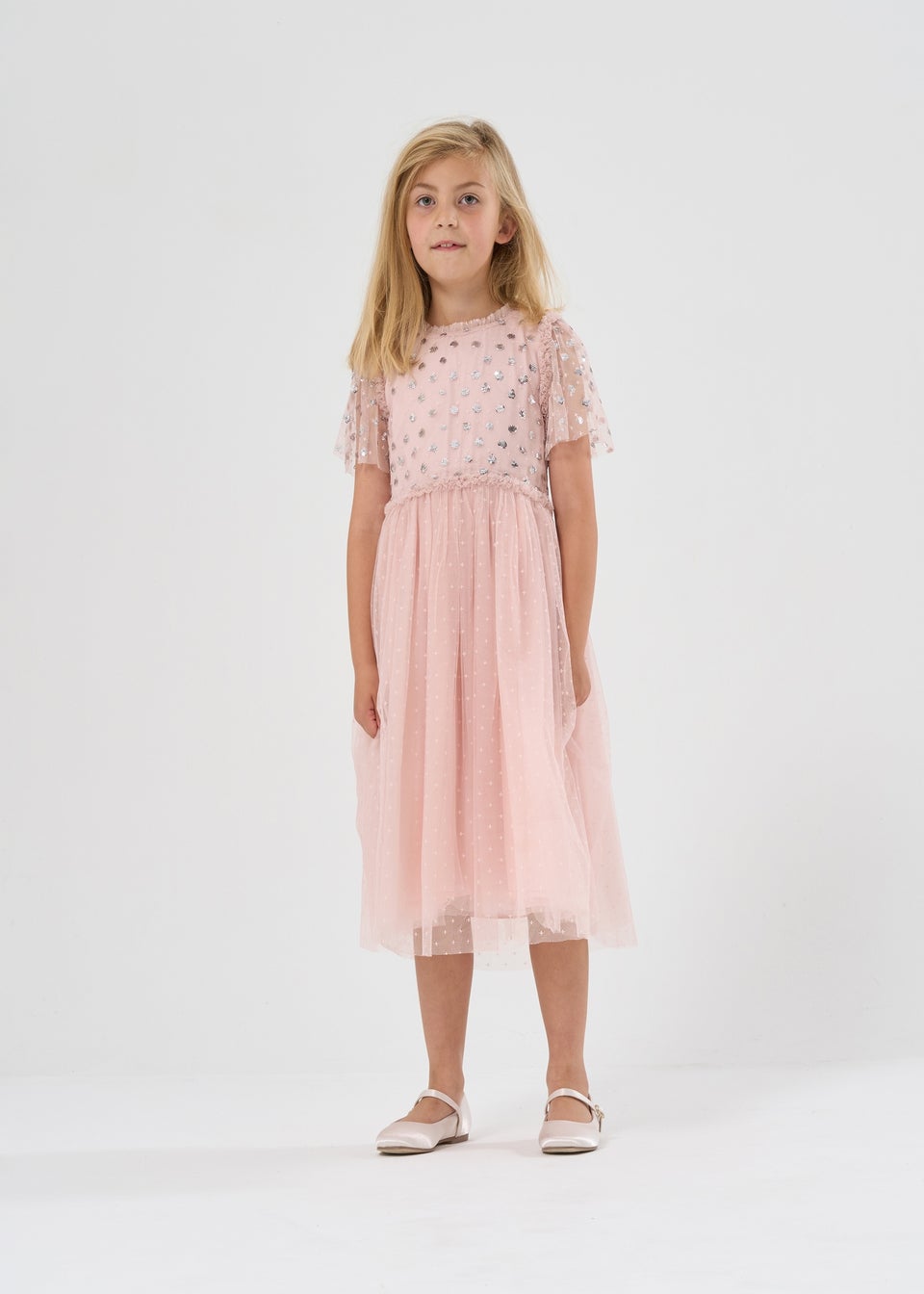 Miss Pale Pink Cluster Sequin Waterfall Dress (3 - 9 yrs)
