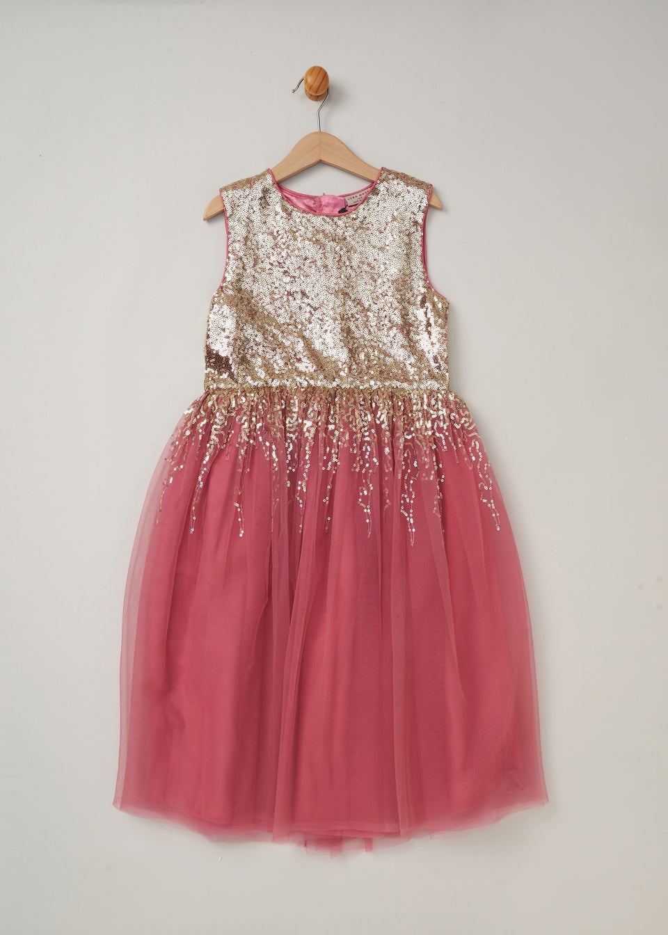 Miss Pink Sequin Waterfall Dress With Fur Bolero Outfit Set (3-8 yrs)