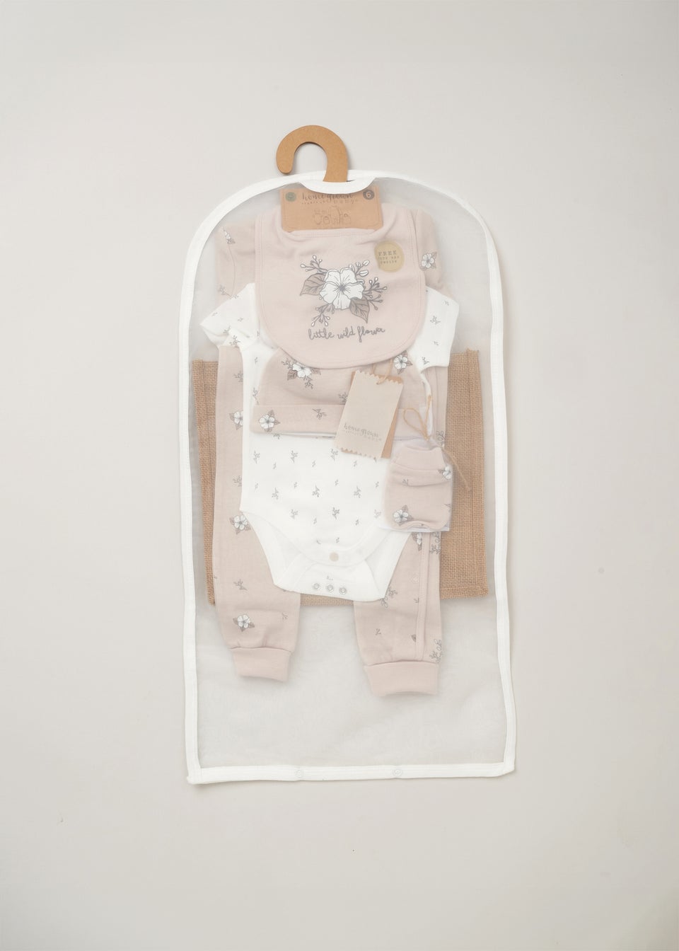 Homegrown Beige Organic Cotton 5-Piece Printed Baby Gift Set (Newborn - 6 Months)