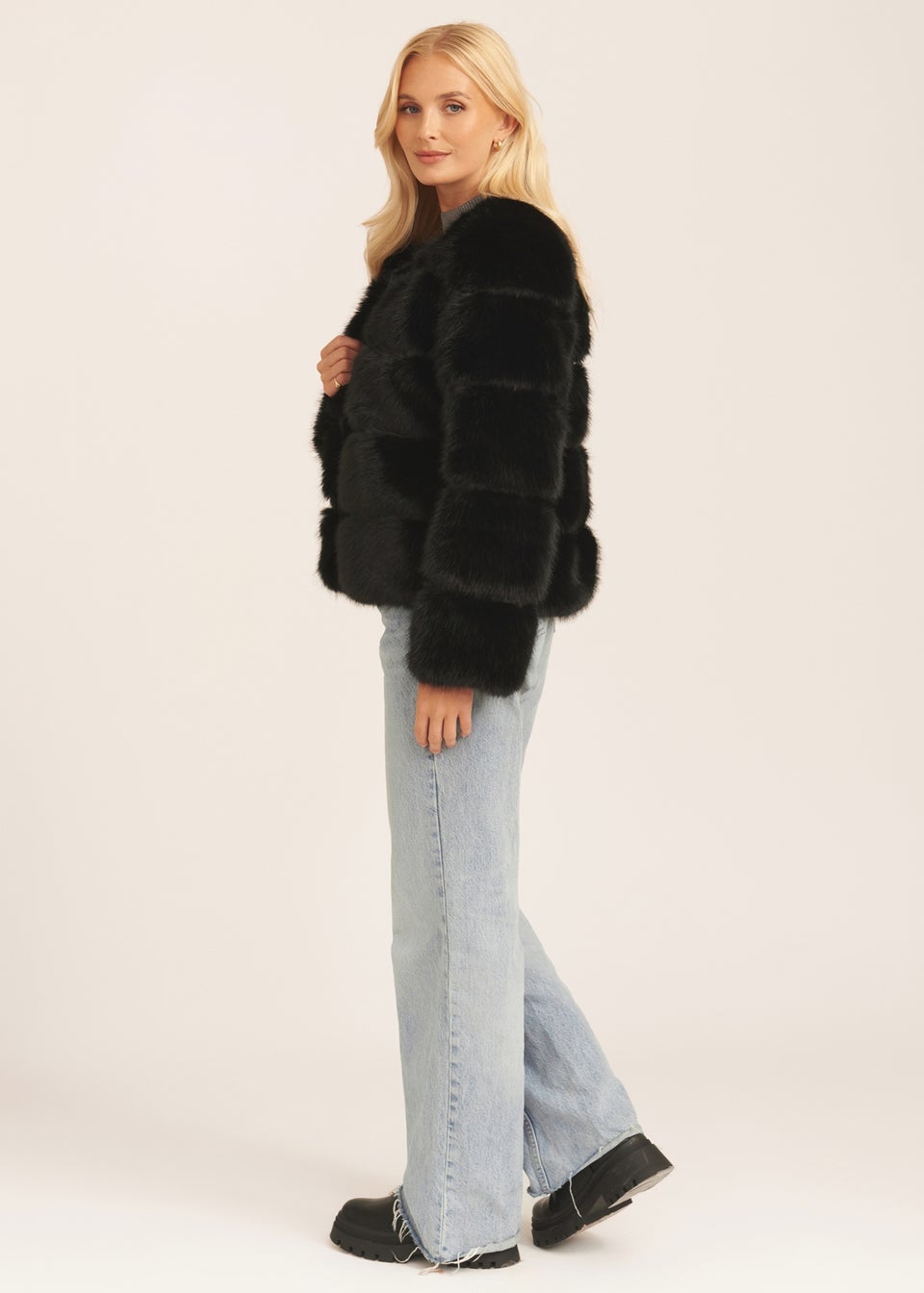 Gini London Black Soft Touch Fur Jacket