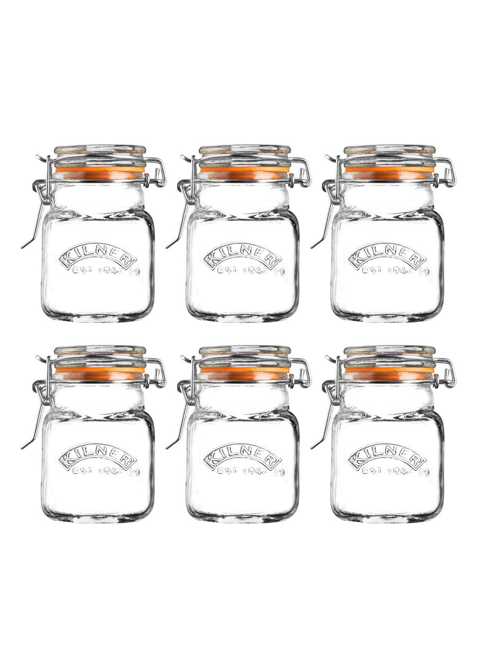 Kilner Clip Top Square Spice Jar 6pc