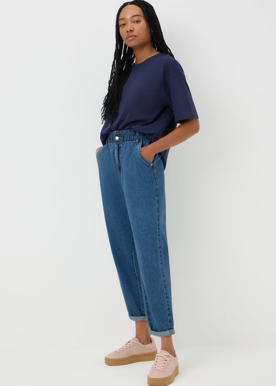 Mid Wash Paperbag Jeans
