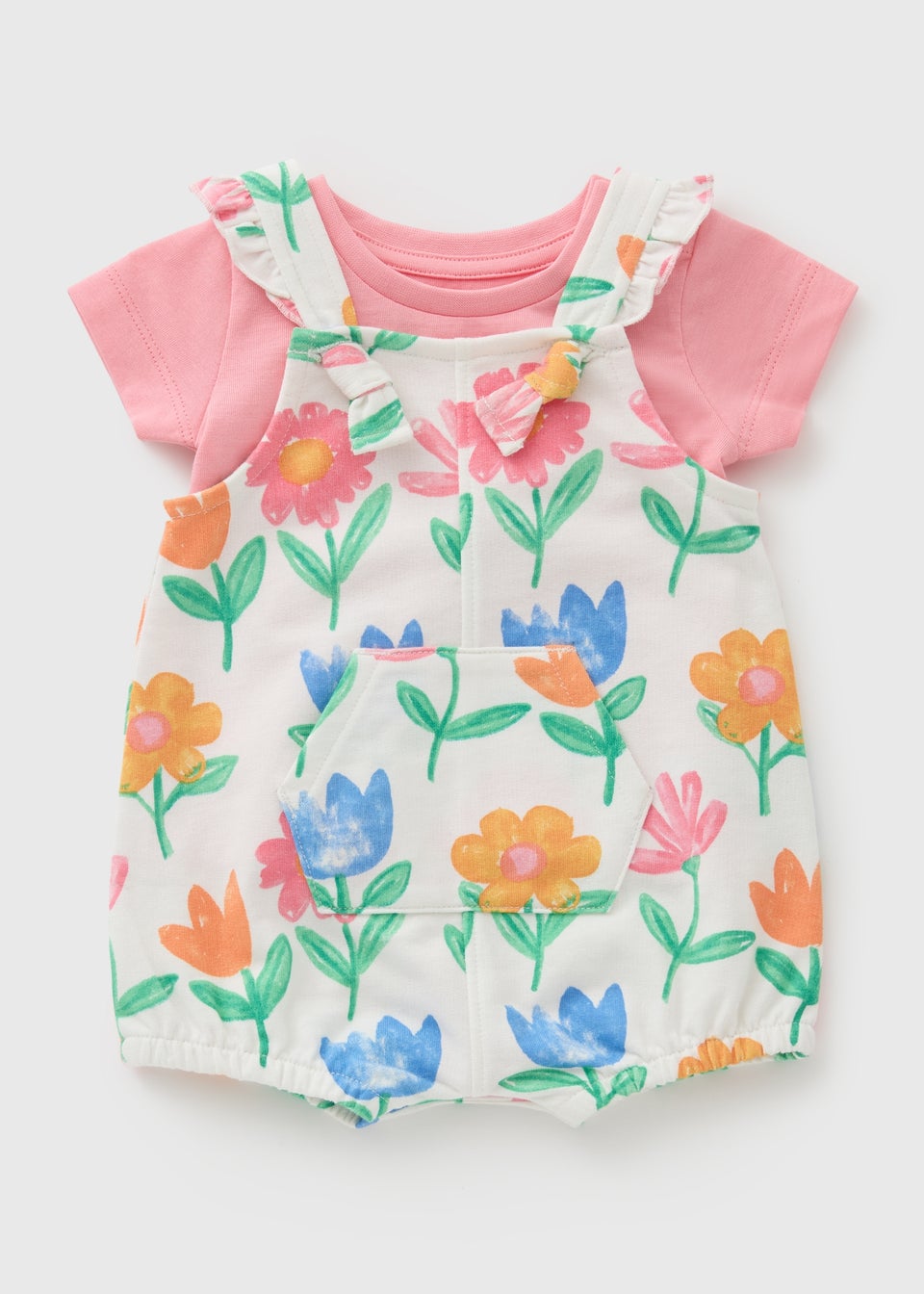 Baby Cream Floral Top & Dungaree Set (Newborn-23mths)