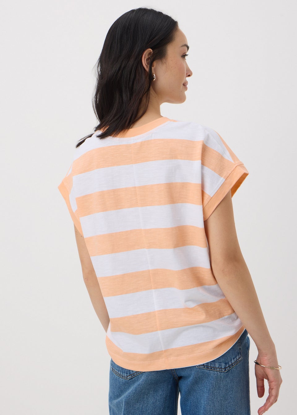 Peach Stripe Short Sleeve Top