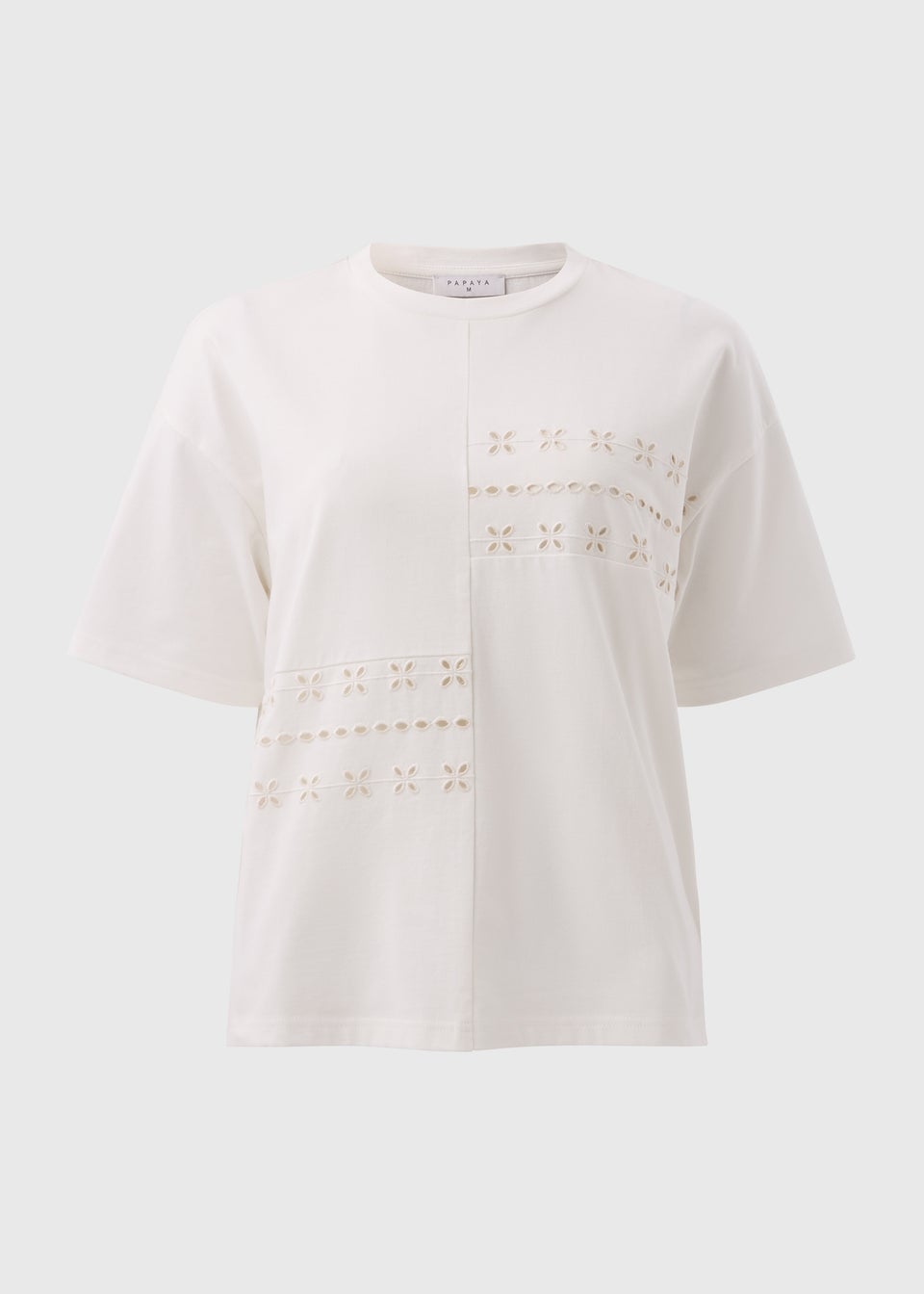 White Patchwork Broderie T-Shirt