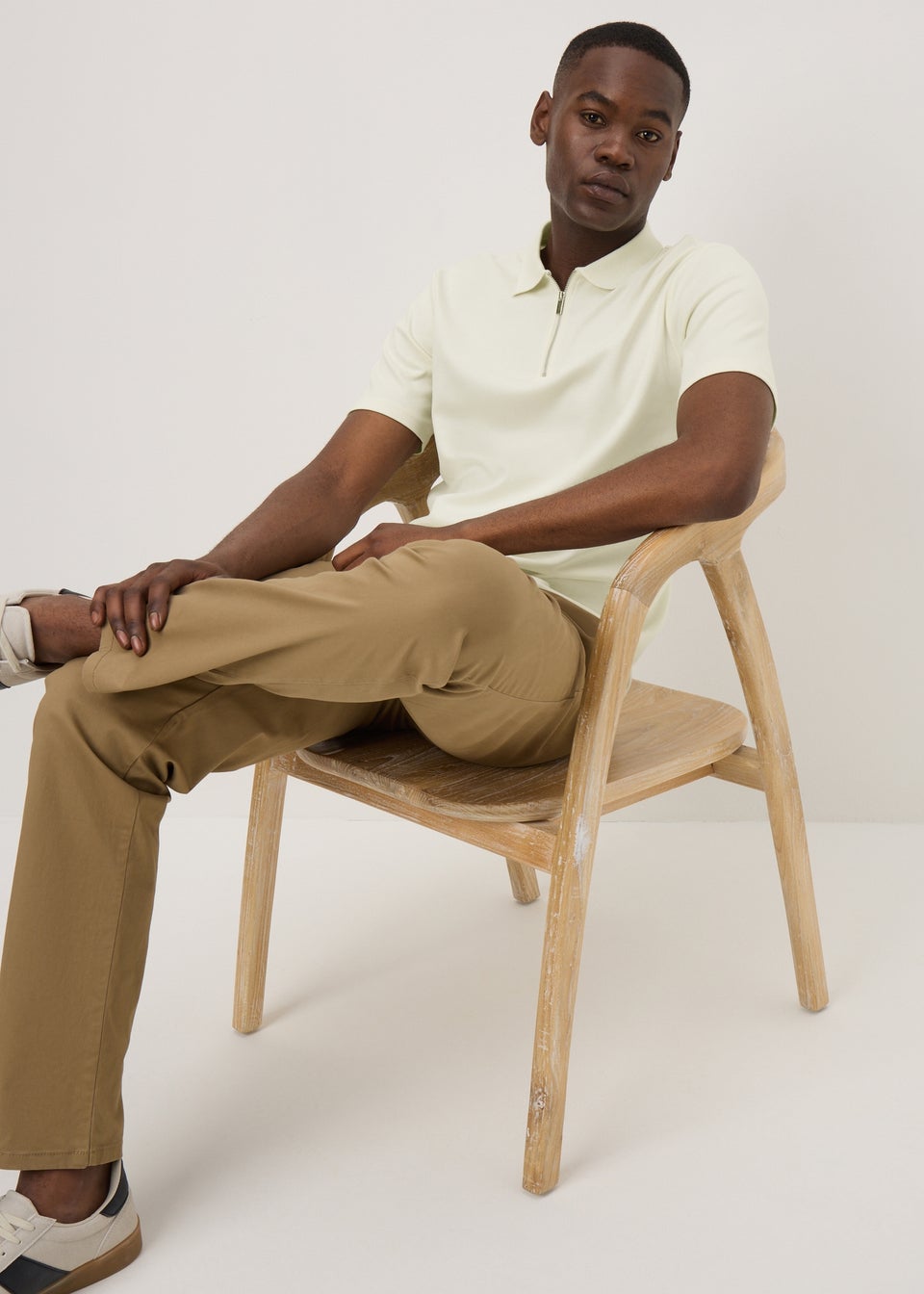 Cream Interlock 1/4 Zip Polo Shirt
