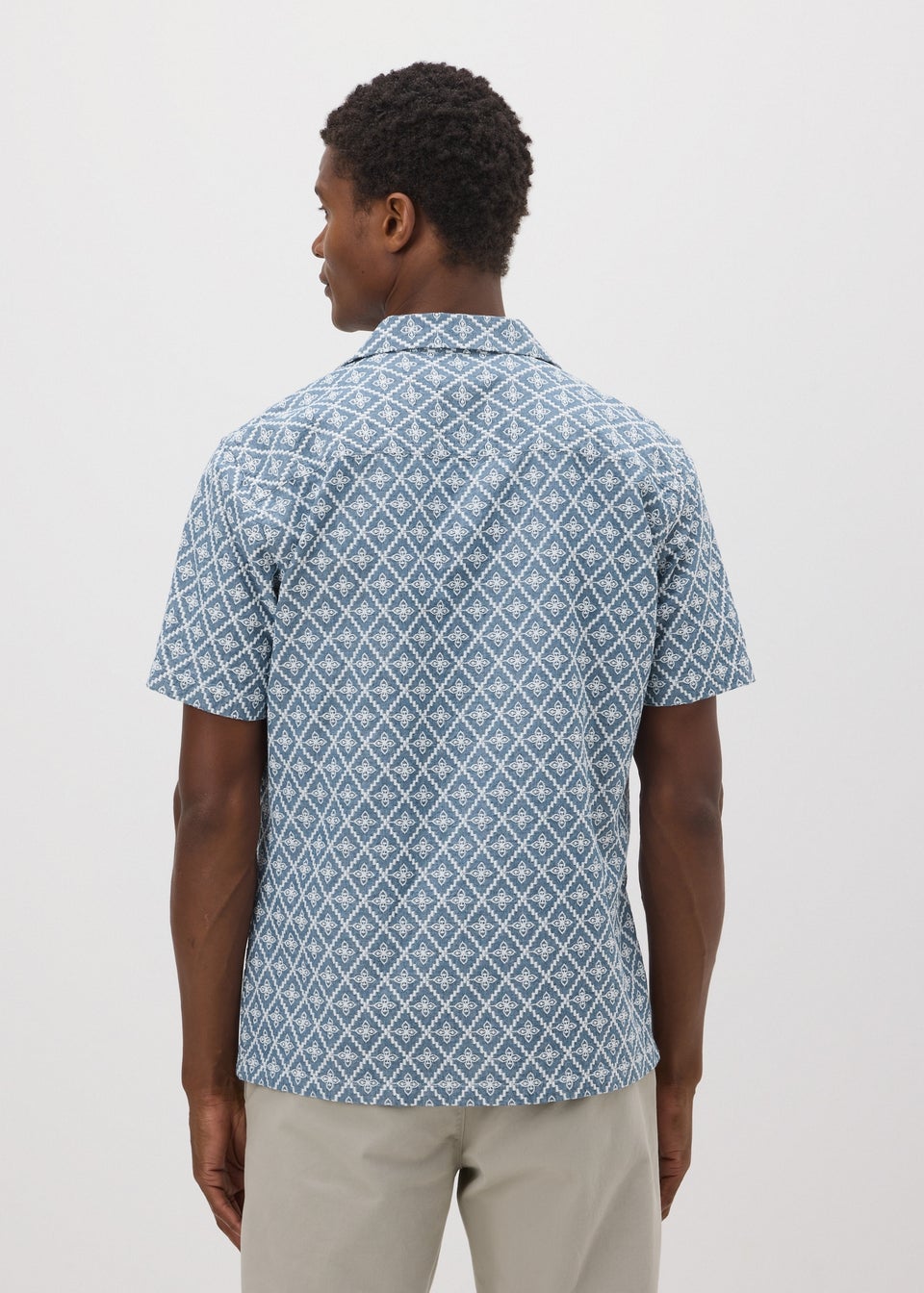 Lincoln Blue Chambray Textured Embroidered Shirt
