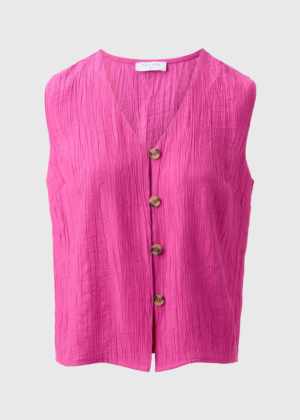Pink Textured Button Front Waistcoat