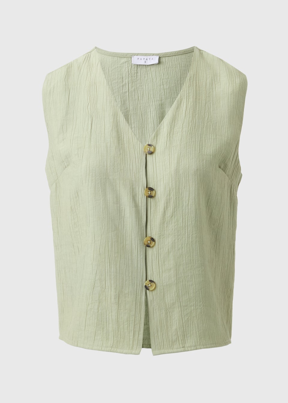 Sage Green Textured Button Front Waistcoat