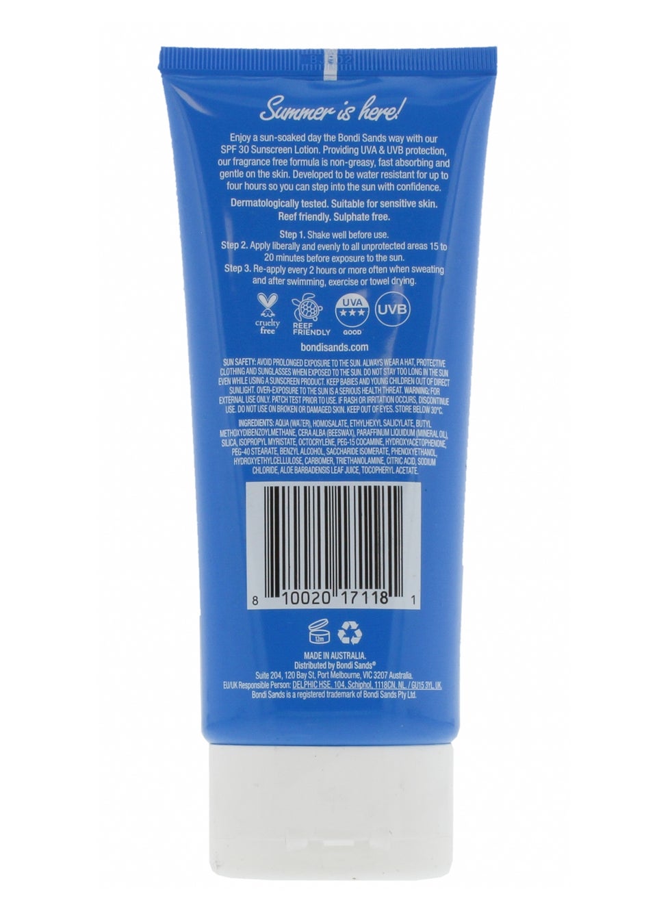 Bondi Sands Fragrance Free Sunscreen Lotion SPF30 (150ML)