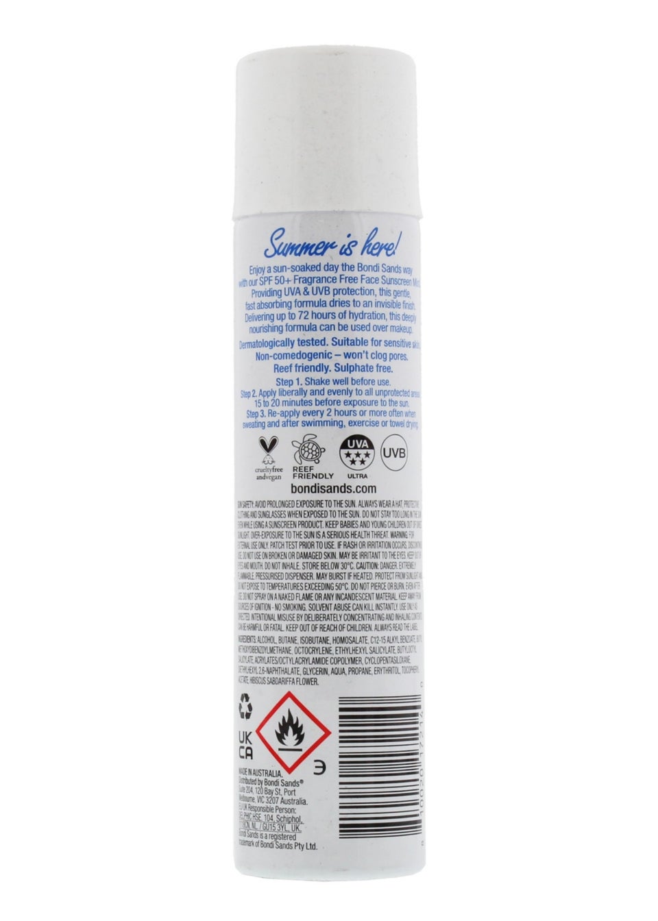 Bondi Sands Fragrance Free Sunscreen Mist SPF50 (79ML)