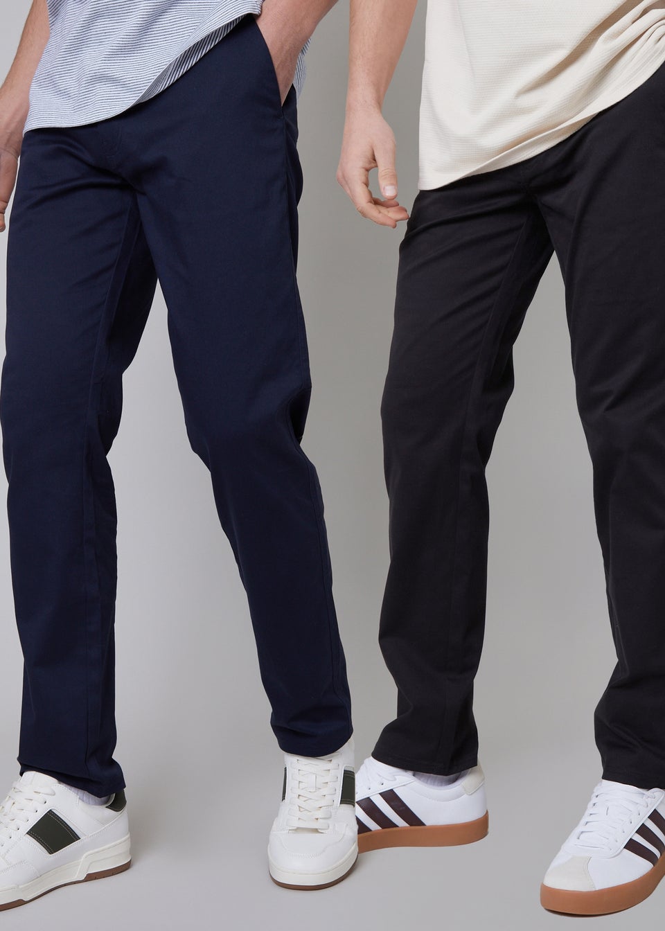 Threadbare Navy 2-Pack Regular Fit Cotton Chino Trousers With Stretch