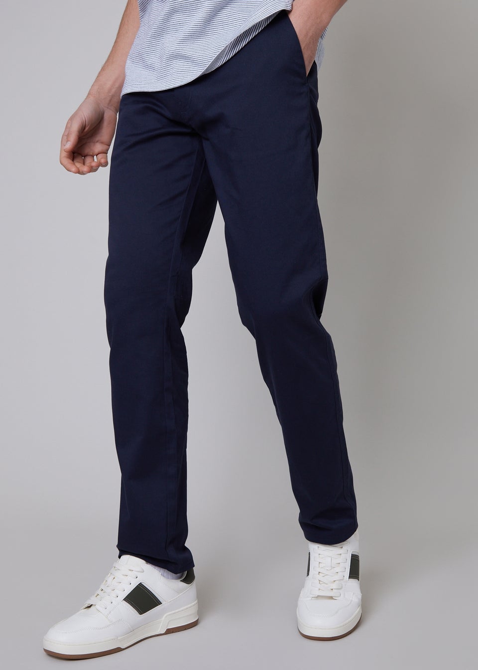 Threadbare Navy 2-Pack Regular Fit Cotton Chino Trousers With Stretch