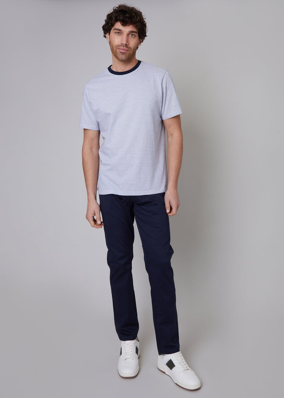 Threadbare Navy 2-Pack Regular Fit Cotton Chino Trousers With Stretch