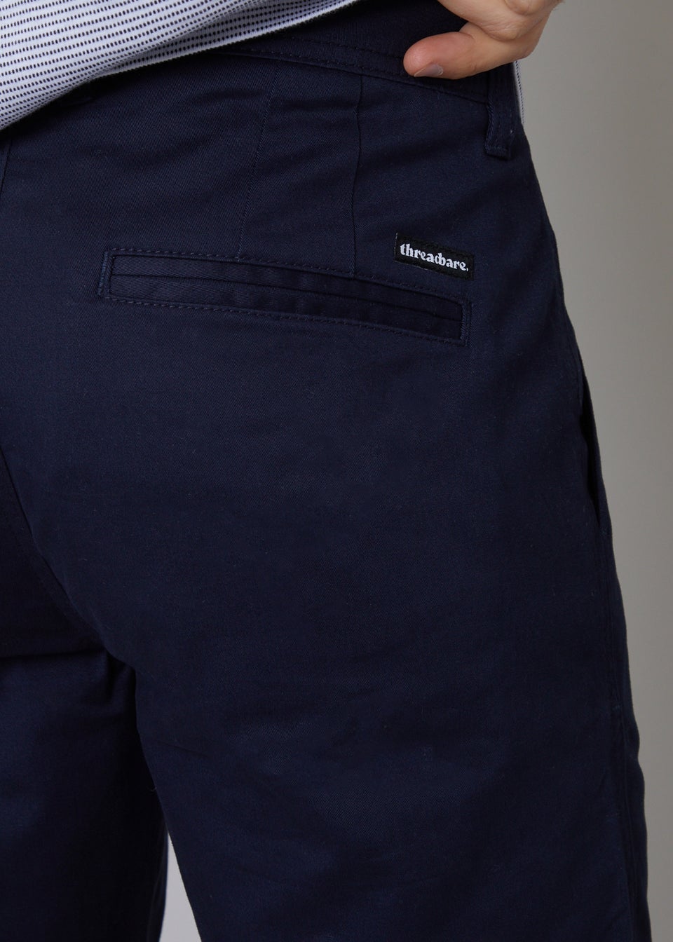 Threadbare Navy 2-Pack Regular Fit Cotton Chino Trousers With Stretch