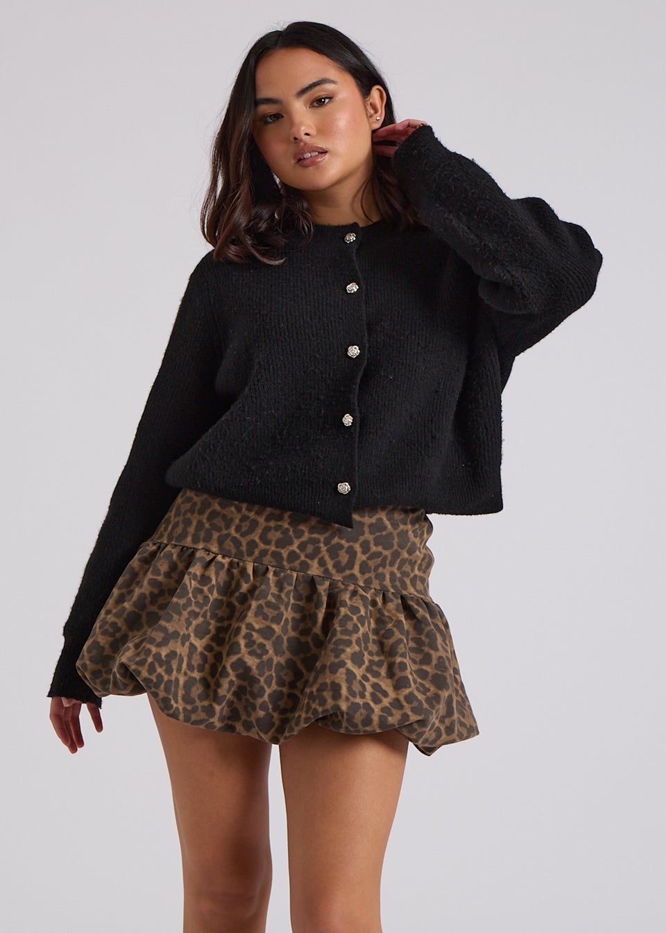 Urban Bliss Brown Leopard Balloon Mini Skirt
