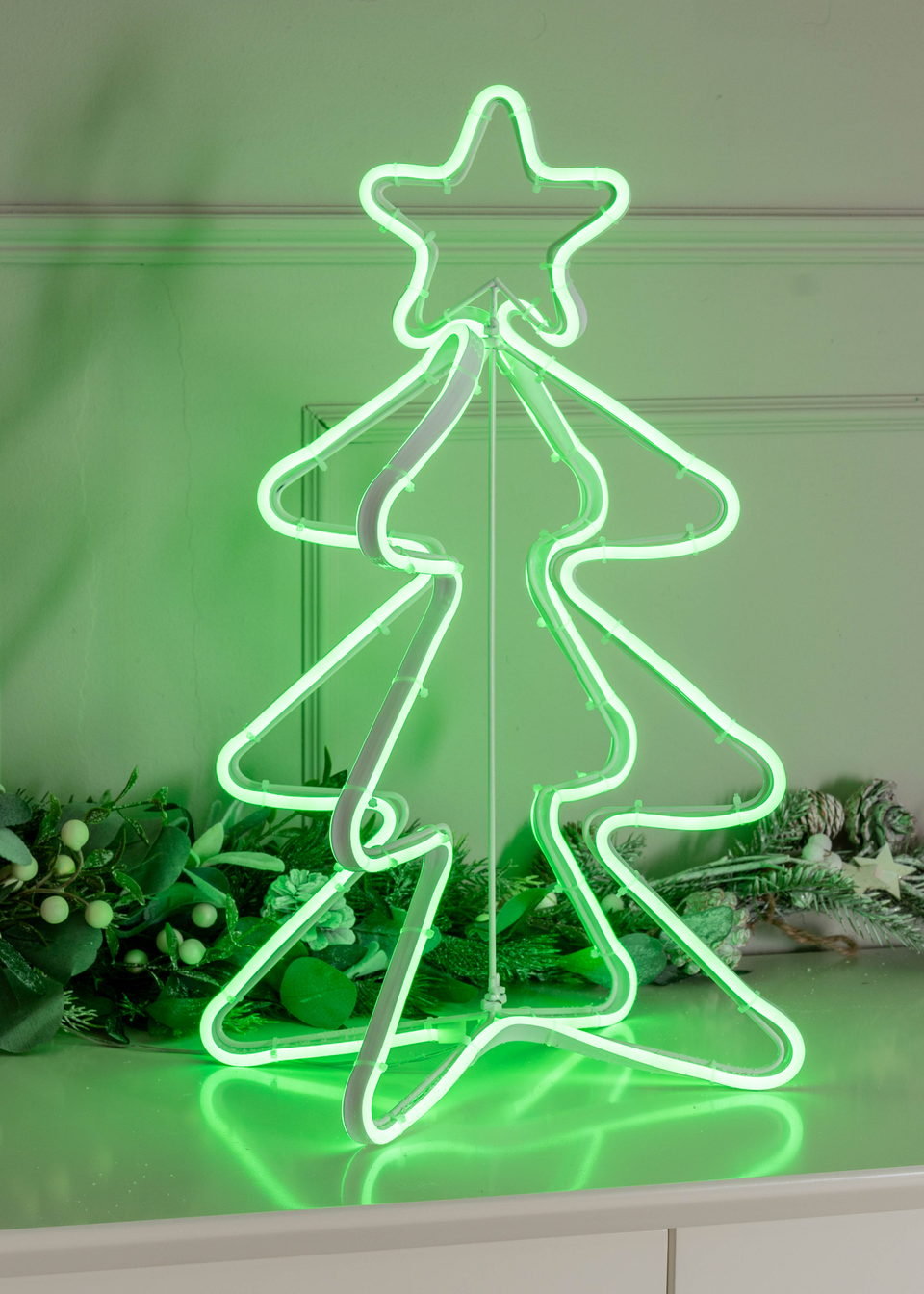ValueLights Noble Green Neon Style LED Lit Christmas Tree (50cm x 23cm x 23cm)