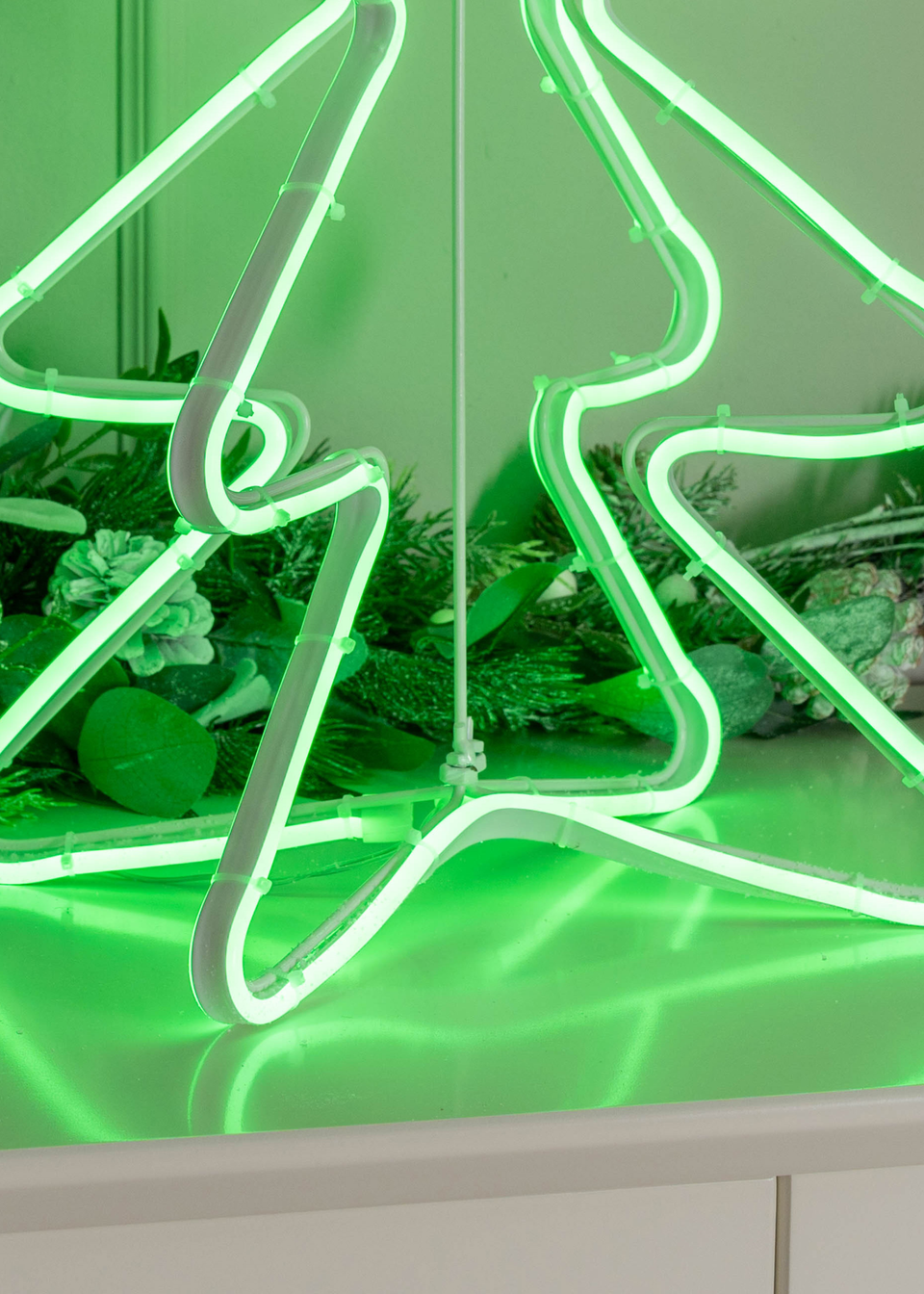 ValueLights Noble Green Neon Style LED Lit Christmas Tree (50cm x 23cm x 23cm)