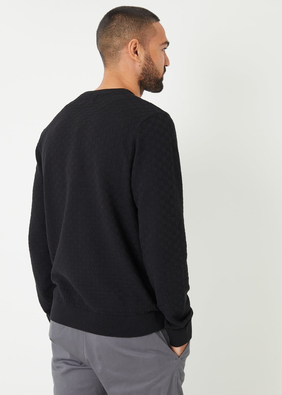 Threadbare Black Textured Knit Crew Neck Jumper