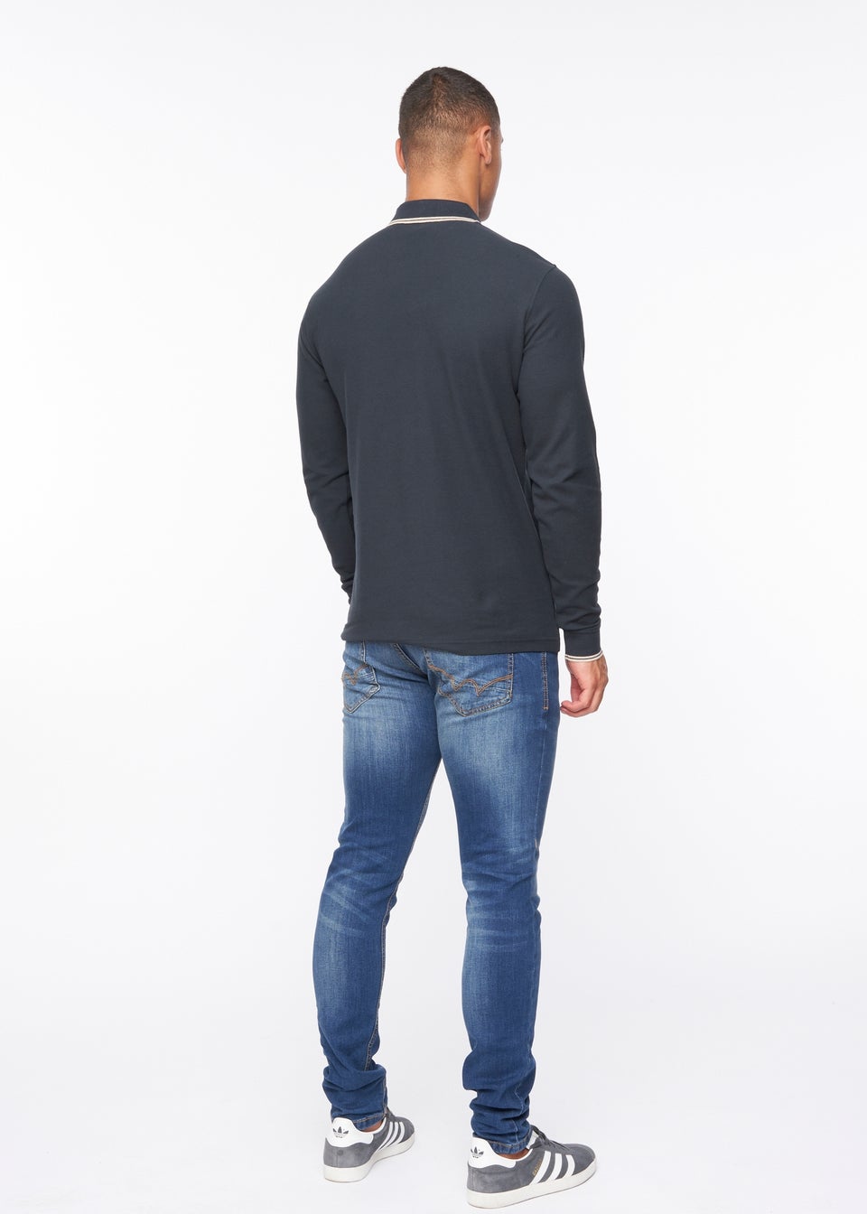 Duck & Cover Navy Roxberry Long Sleeve Polo