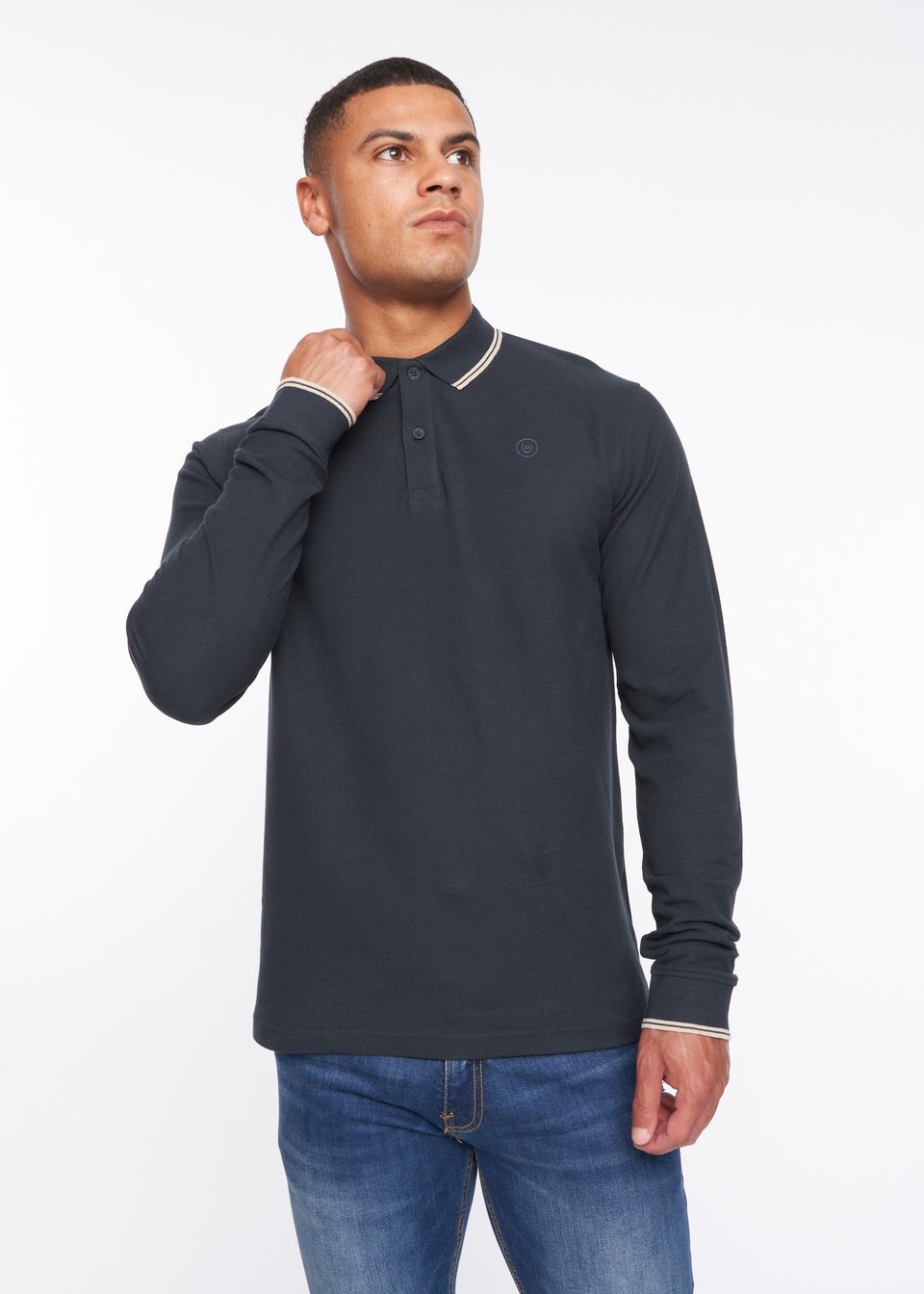 Duck & Cover Navy Roxberry Long Sleeve Polo