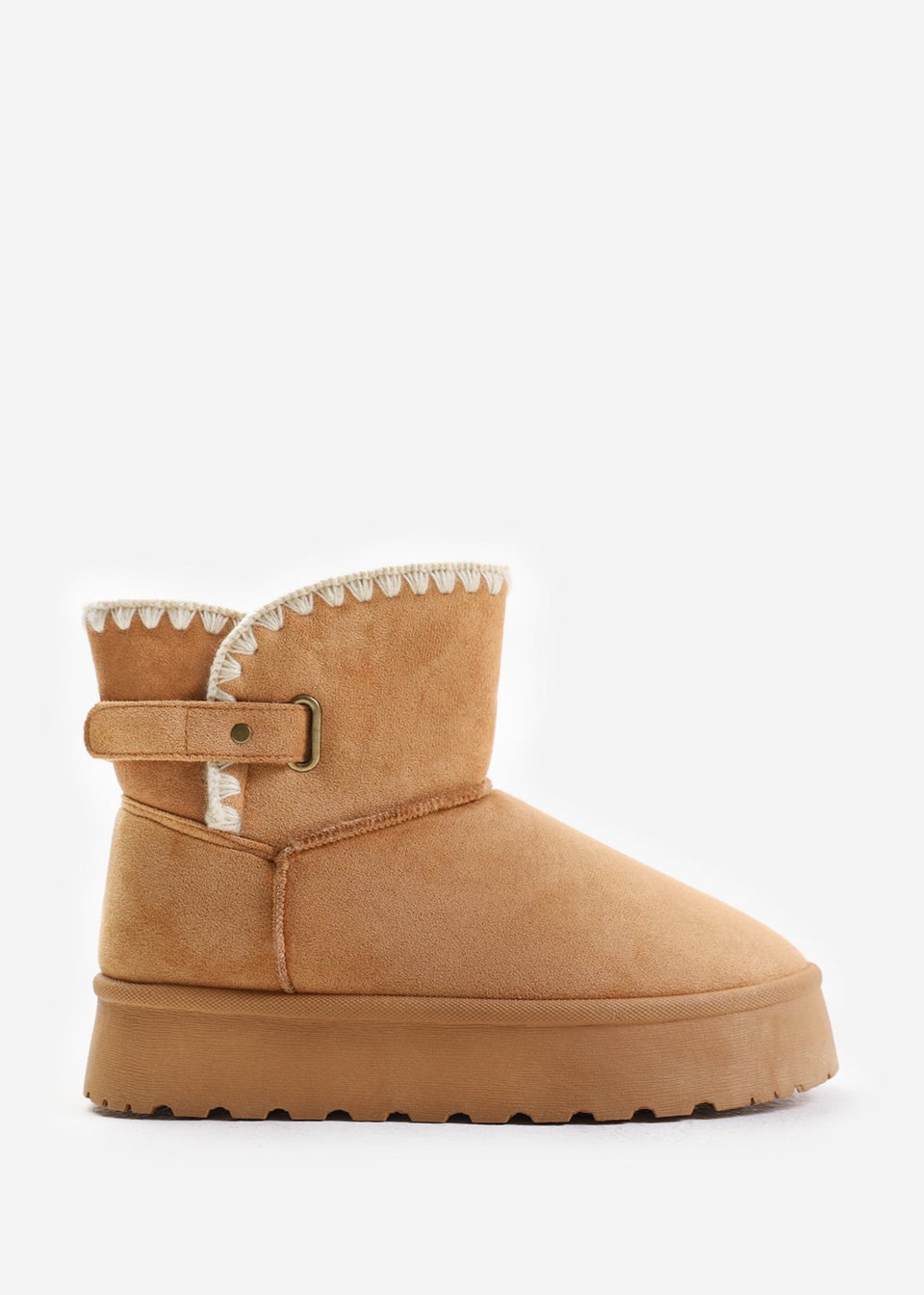 Where's That From Chestnut Calla Flatform Velcro Fastening Ankle Boots