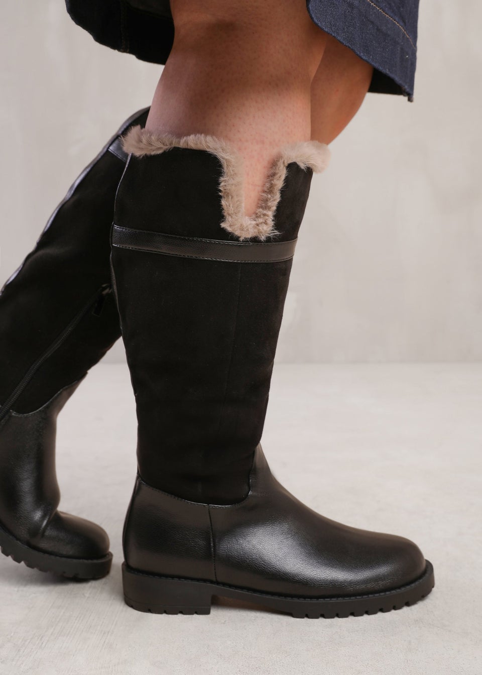 Where's That From Black Kendra Wide Calf Knee High Boots