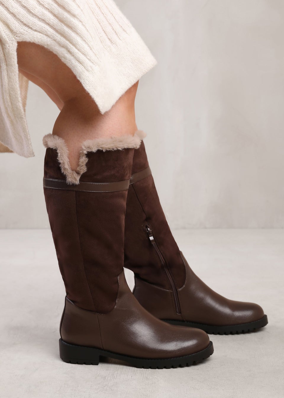 Where's That From Brown Kendra Wide Calf Knee High Boots