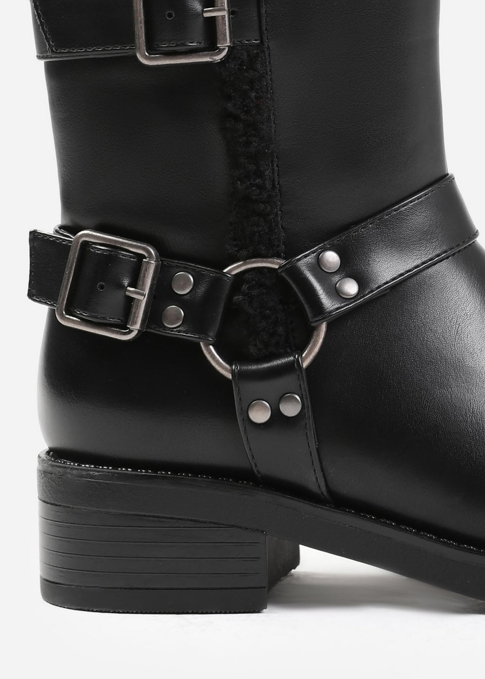 Where's That From Black Wynter Wide-Fit Buckle Detailing Ankle Boots